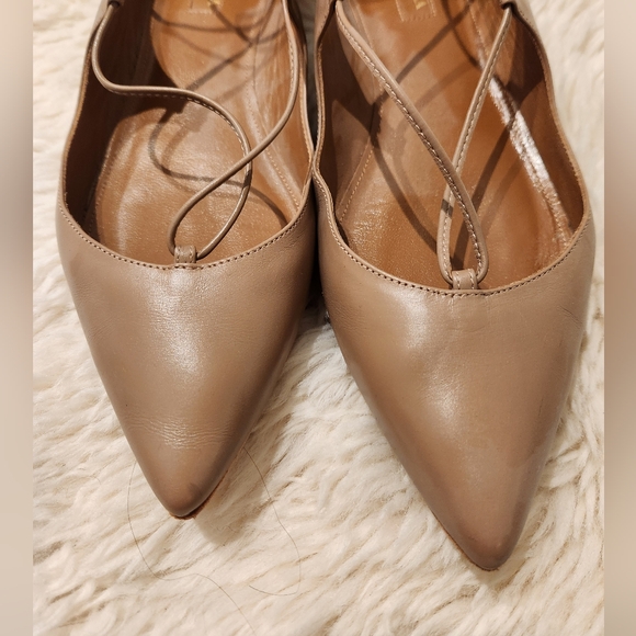 Aquazzura Christie Pointed toe Ankle wrap Flats Size Eu39 Tan - Picture 4 of 9